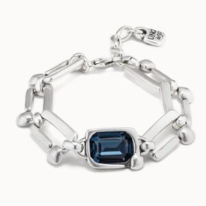 UNO de 50 Silver Bracelet with Blue Gem